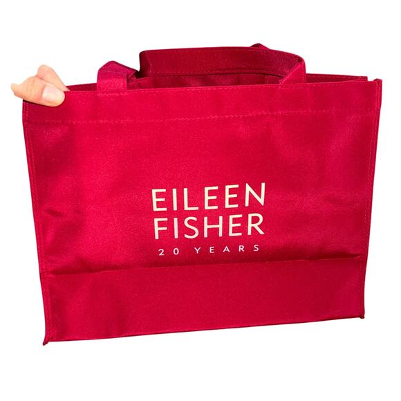 Eileen Fisher 20th Anniversary Tote Bag Red Nylon with inside pocket-Never Used - Picture 3 of 9